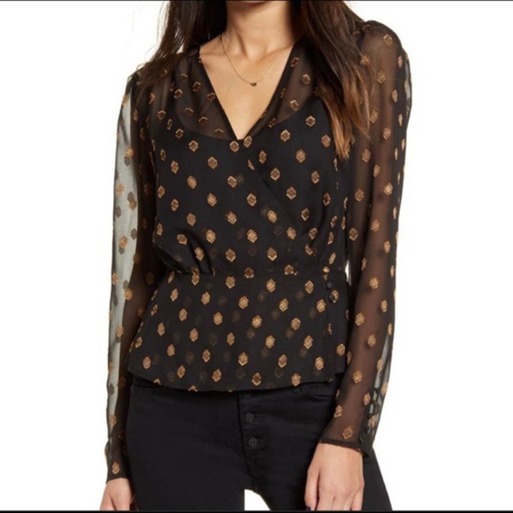 SALE NWT Black Blouse with Gold Detailing